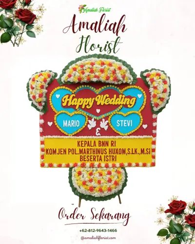Karangan Papan Bunga Pernikahan di Tambelang